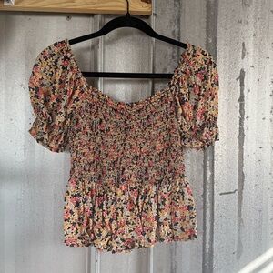 Patrons of Peace Multicolor Floral Smocked Blouse